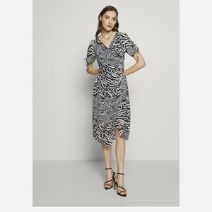 AllSaints Carla Remix Zebra Print Midi Dress - Size 4